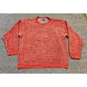 Vintage Knightsbridge Sweater Mens Large Red Geometric Tight Knit Ribbed Warm